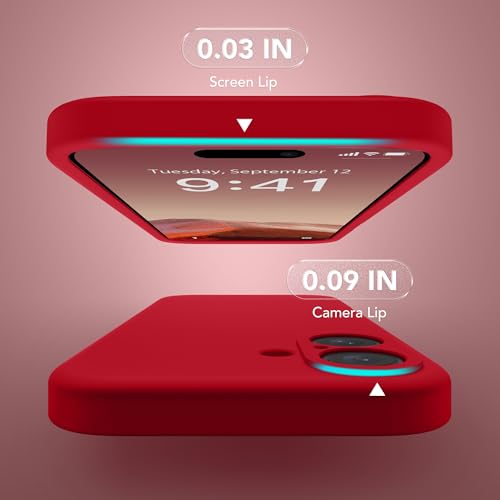 Image of Magnetic for iPhone 16 Plus Case, Compatible with MagSafe, [Full Camera Protection][Screen Protector] Silicone Shockproof Protective Phone Case for iPhone 16 Plus 6.7 inch, Red