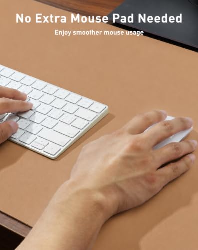 Image of Aothia Faux Leather Desk Mat for Keyboard & Mouse (Khaki, 42 inch x 17 inch) | Creates One Clean Surface For Your Keyboard, Mouse And Laptop, Helping Keep Your Workspace Organized Every Day