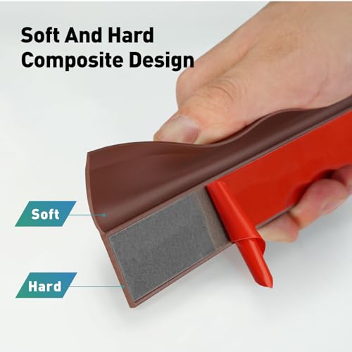 FCSOTSPS Garage Door Seal Top and Sides, 34.4FT Soft and Hard Composite Rubber Brown Garage Door Weather Stripping Replacement, Universal Weatherproofing Garage Door Side Seal Strip - Thumbnail 3