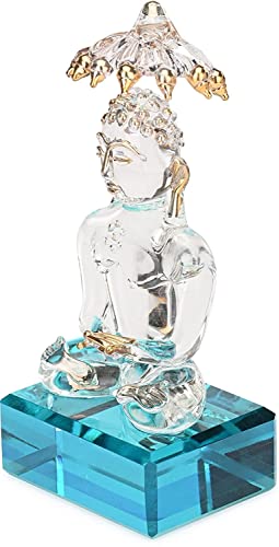 Statue de Bouddha antistress en verre transparent, déco zen petit espace