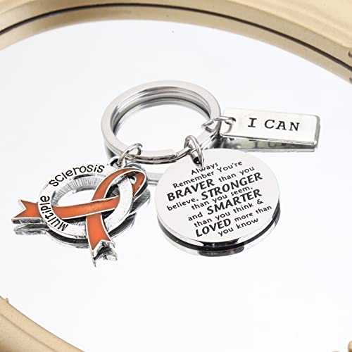 Seiraa Multiple Sclerosis Keychain Orange Awareness Jewelry Orange Ribbon Multiple Sclerosis Jewelry For Women (Multiple Sclerosis Keychain) #TOP1