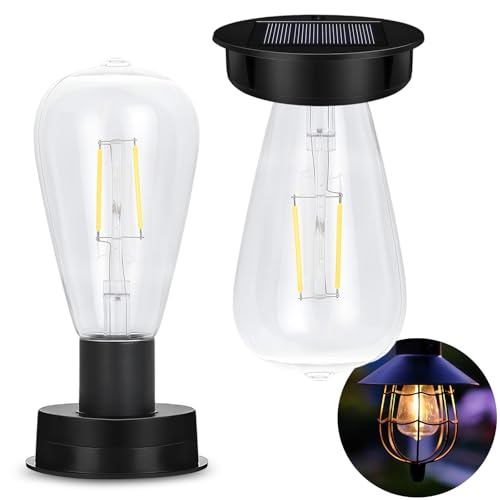 AMFUN 2 Piezas Bombillas Solar de Repuesto, 8CM Bombilla Solar Exterior, Lámparas So-lares de Repuesto con Efecto Llama para Luces Colgantes Aire Libre Patio, Decoración de Jardín
