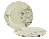 Gracie Bone China 7-1/2-Inch Dessert Plate, White Green Iceberg, Set of 4