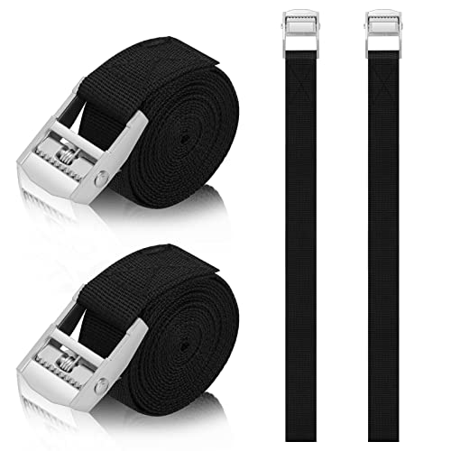 Tie Down Straps, 4 Pack Straps with Buckles, 2.5cm x 50cm Adjustable Cargo Straps, Ratchet Straps for Motorcycle, Cargo, Trucks, Trailer, Luggage - Quick Release (Black)