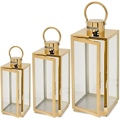 Bingo-Shop Laterne XXL Set 3 Gartenlaterne Metall Windlicht Laternen Deko Kerzenhalter Kerzenleuchter Kerzenständerr für Outdoor Wohnzimmer Garten Balkon Innen Indoor Cover