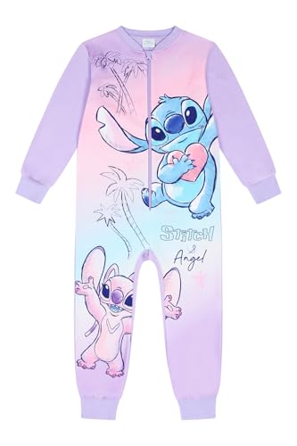 Disney Girls Lilo and Stitch Fleece Sleepsuit Stitch and Angel Kids Onesie (9-10 Years) Purple