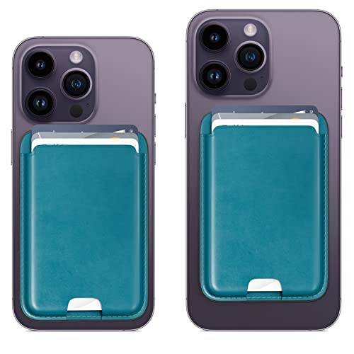 Edc Leather Wallet For Apple Magsafe, Magsafe Wallet Compatible With Iphone 14 Series, Iphone 13 Series, Iphone 12 Series, Detachable Rfid Card Holder For 3 Credit Cards, Blue #TOP7