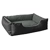 BedDog® hondenmand LUPI, vierkant hondenkussen, grote hondenbed, hondensofa, hondenhuis, met afneembare hoez, wasbaar, XL, zwart/grijs