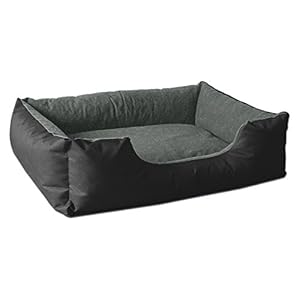 BedDog® hondenmand LUPI, vierkant hondenkussen, grote hondenbed, hondensofa, hondenhuis, met afneembare hoez, wasbaar, XL, zwart/grijs