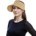 Straw Sun Visors Womens, Ponytail Beach Straw Visor, Packable Summer Sun Hats for Women Travel Khaki