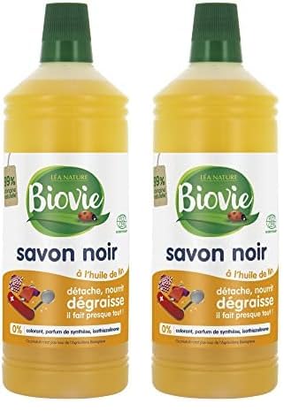 Biovie - Savon noir liquide, à l'huile de lin 1l (Lot de 2)
