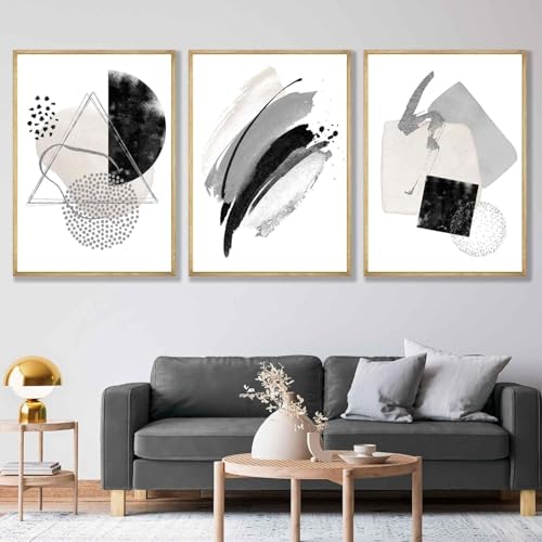 Impression d'art abstrait pour habiller un grand mur vide | Triptyque géométrique 80x120cm - 4