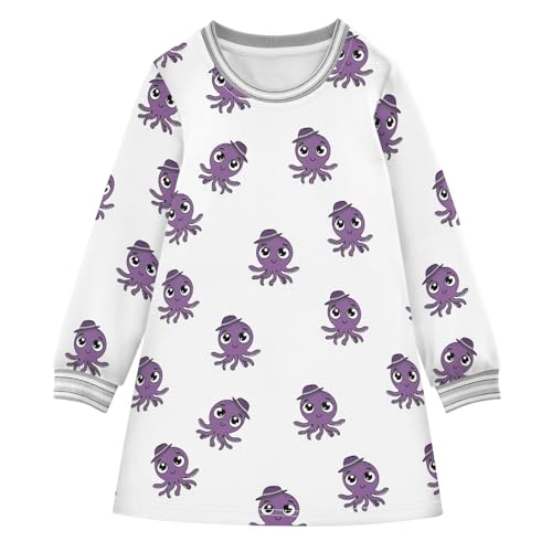 Girls Casual Dresses Long Sleeve for Fall Winter,Soft Thick Kid's Sweatshirt Dress Perfect for Party & Daily 2-8T