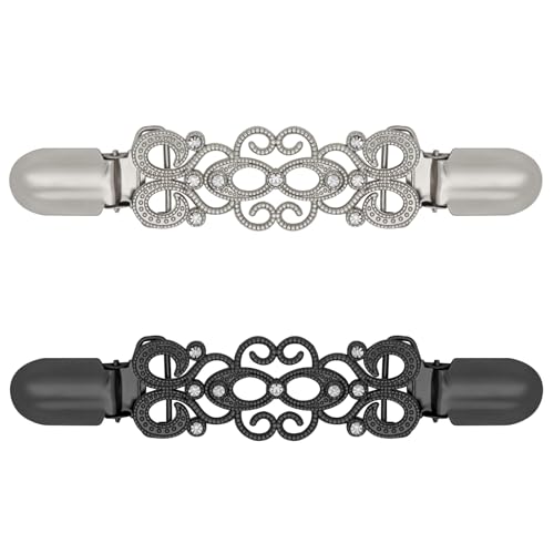 ROPAKED 2 Pcs Sweater Clips Waist Cinch Clips Vintage Dress Clip Back Cinch Shawl Cardigan Collar Clip to Tighten Dress Pant Waist Tightener for Women(Classic)