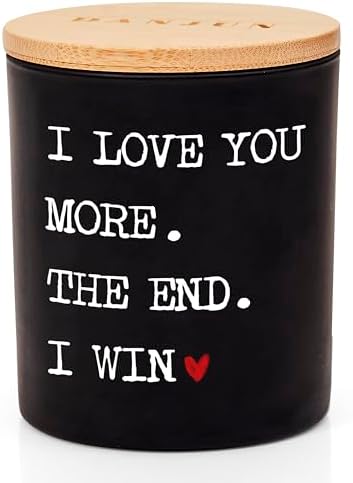 Anniversary Wedding, Christmas, Birthday Gifts: Romantic for Him, Her, Wife, Girlfriend, Couples – Vanilla Lavender Scented Candle 10oz (Black – I Win)