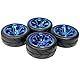 KINGCOO RC Auto Reifen und Räder Set, 4Stück 64mm Gummireifen und 6 Speichen Felgen Kunststoff Rad 12mm Hex für 1/10 RC On-Road Run-Flating Touring Racing Auto (Blau)