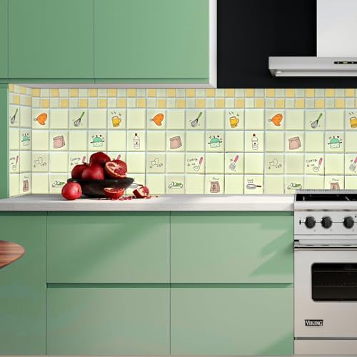 Image of SARVATRAY Self-Adhesive Wallpaper, Kitchen Stickers Oil Proof Heat Resistant, Wall Stickers for Kitchen, Wallpaper for Wall, Vinyl Sheet, Kitchen Wall 2 x 6.5 SQ FT (2 M Kitchen Style Orange WS)