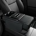 QQLADY Auto Armlehnenschoner für Audi Q2 2021 2022 2023 2024, 4-in-1 Multifunktionale Mittelkonsole Matte mit Seitlichen Taschen, Auto Innenraum Zubehör für Armlehne,B Black