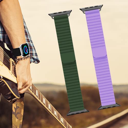 Image of HeiKe Magnetic Silicone Band for Apple Watch Band 49mm 46mm 45mm 44mm 42mm 41mm 40mm 38mm for Men Women,Sport Loop iWatch Wristband Strap for Apple Watch Ultra 3 2 1 SE Series 11 10 9 8 7 6 5 4 3 2 1