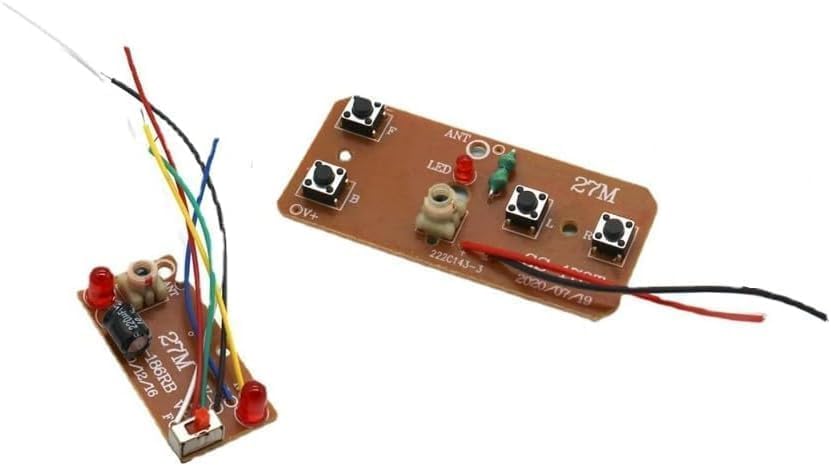 2Pcs 4-Channel RC Transmitter and Receiver - 27MHz Remote Control Board， Robot Models, Drones and DIY Smart Vehicles