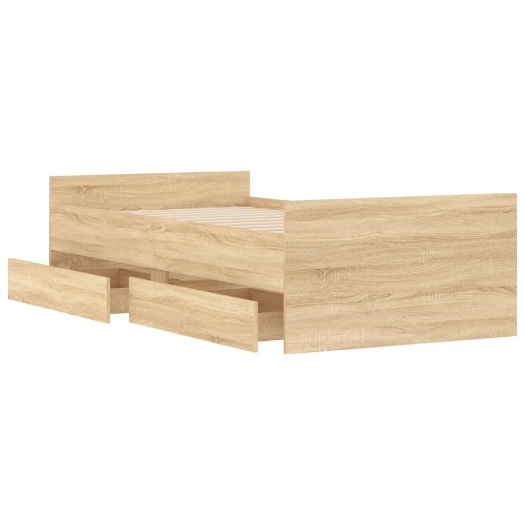vidaXL Cadre de lit avec tiroirs sans Matelas chêne Sonoma 90x190 cm