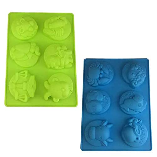 Folca® 2 Pcs 6 Cavity Star Signs Silicone Mould for Handmade Soap, Cake, Jelly, Pudding, Chocolate, Dessert etc (12 Sun Sign Mould)