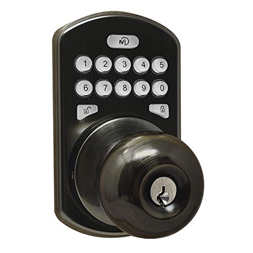 Milocks Ckk-02Aq Titan Keyless Entry Door Lock - Deadbolt Smart Door Knob Handle With Backlit Electronic Keypad, Adjustable Latch And Audible Tones For Interior Front Doors & More, Antique Brass #TOP20
