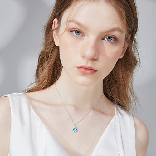 Vonala Blue Topaz Necklaces 925 Sterling Silver November Birthstone Natural Topaz Pendant Necklace Engagement Wedding Jewelry Gifts For Women #TOP4