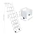 8 Steps Wall-Mounted Attic Ladder, 440lbs Retractable Folding Attic Staircase, Wall Mounted Folding Loft Ladder w/Pull Down System for Factory Buildings Garages & Rooftops (White)