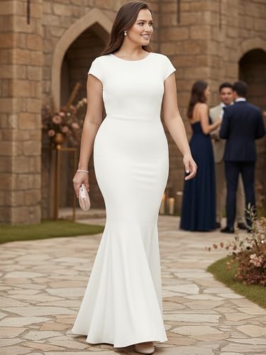 Image of KOH KOH Womens Long Cap Sleeve Fishtail Formal Evening Cocktail Maxi Dress