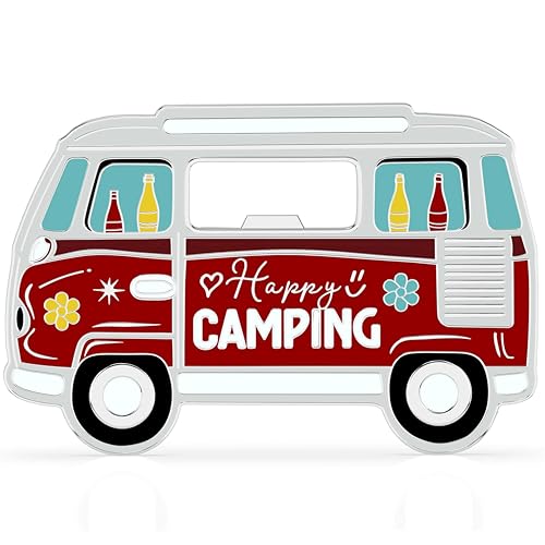 LANOLU Apribottiglie magnetico Camping Bus "Happy Camping", regalo per camper, campeggio, roulotte, regali magnetici in metallo