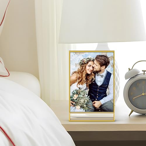 image for MaxGear 4x6 Gold Acrylic Sign Holder 12 Pack, Wedding Gold Table Numbe