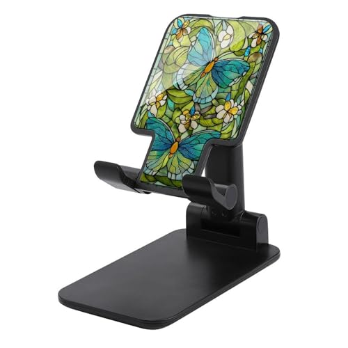 Jubonexis Soporte plegable ajustable para teléfono celular, diseño de mariposas, color verde lima, menta y verde