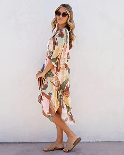 Image of Spicy Sandia Kimonos for Women Floral Beach Cover Up Loose Swimsuit Bathing Suit Coverup Cardigan for Summer Swimwear