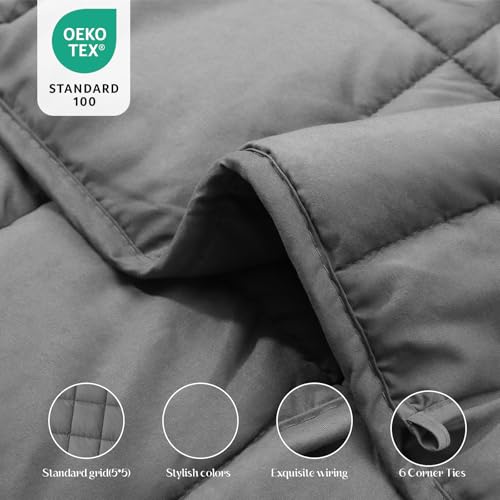 Image of Smart Queen Weighted Blanket 15lbs (48 inchx72 inch,Grey) Queen Size Soft Cooling Heavy Blanket for Sleeping, Breathable All Season Comfort with Premium Glass Beads,Machine Washable