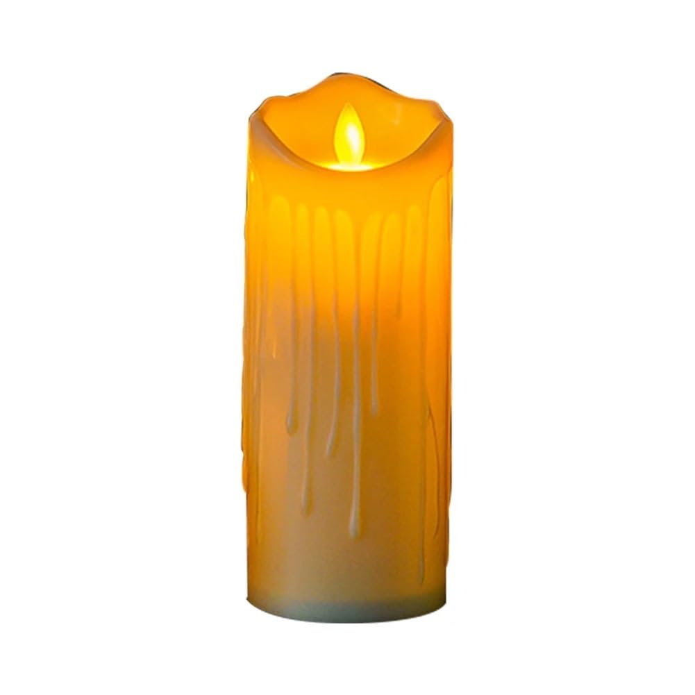 TANGSIYANG Led Candles Flameless Flickering Teardrop Led Candles Light Tealight Lamp Electronic Home Decor(5.0x15cm)