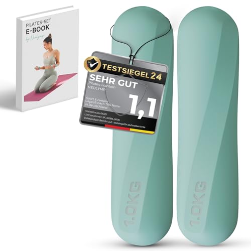 NEOLYMP Pilates Hanteln 1 kg – rutschfestes Silikon Hantelset – ergonomische Kurzhanteln 2er Set für Pilates, Yoga & Home Workout – kleine Hanteln für Frauen (Sky-Blue)