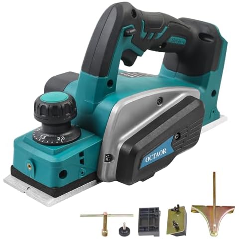 OCTAOR Cordless Handheld Wood Planer for Ma-kita 18V Battery, Electric Planer for Woodworking, 3-1/4 Inch Cutting Width, 22,000 RPM Power (Battery Not Included) Cover