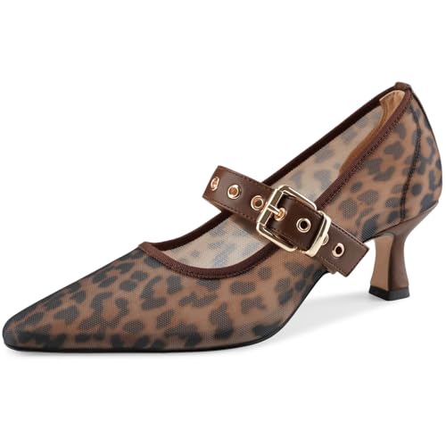 Women's Mesh Closed Pointed Toe Heels Rhinestone Ankle Strap Buckle Kitten Heeled Mary Jane Pumps Dressy Prom Wedding Sandals Shoes 2 inch