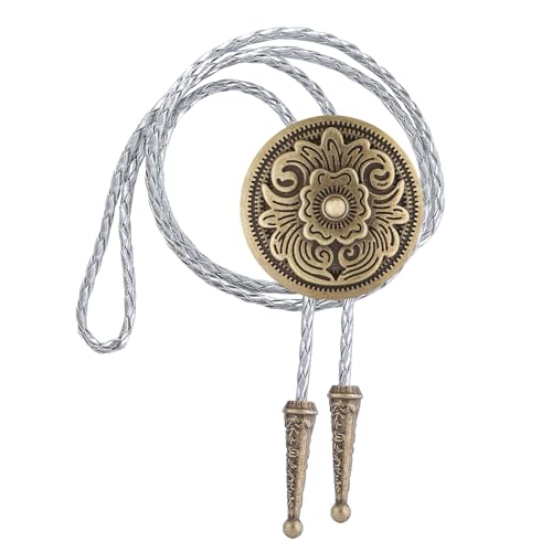 Image of GelConnie Floral Bolo Tie for Men Womens Bolo Tie Necklace Native American Black Men's Bolo Ties Western Cowboy Bolero Ties