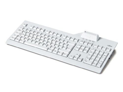 Fujitsu KB SCR eSIG Smart Card Tastatur mit festem USB Kabel 1,8m inkl. Handbuch auf Deutsch/Treiber auf DVD
