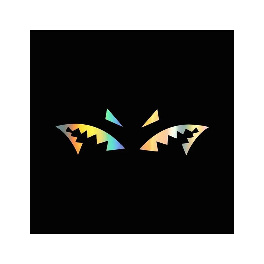 Bertdcx Laser Auto Accessory Creative Shark Teeth Car Stickers Night Reflective Waterproof Rearview Mirror Antenna Decals(Laser)