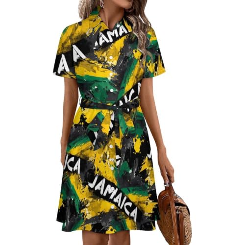 Robe chemise Jamaïque pour femme style midi décontracté