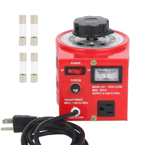 YaeCCC Auto Voltage Transformer AC Variable Voltage Converter Transformer 110VAC Input 0-130VAC (500W)