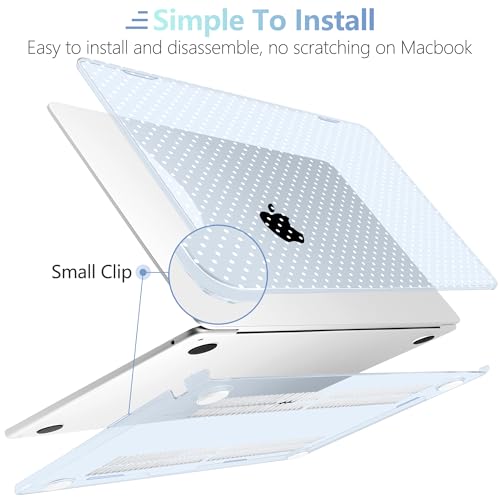 Image of MEEgoodo Case for M5 /M4 /M3 /M2 MacBook Air 13 inch 2026 2025 2024 2022, Fit Model A3449 /A3240 /A3113 /A2681, Case Compatible with MacBook Air 13.6-inch, Blue & Polka Dots