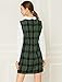 Allegra K Women's Peter Pan Collar Contrast Shift Long Sleeve Plaid Dress Medium Green