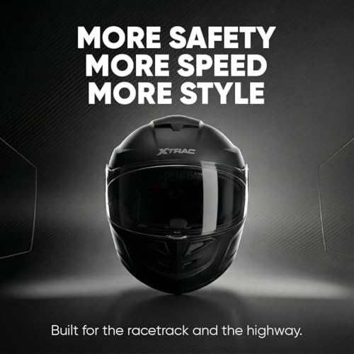 Image of Xtrac Arc Full Face Helmet - ISI Certified Bike Helmet for Men & Women | High-Impact ABS Shell | Clear Scratch-Resistant Visor | Comfortable Inner Padding | Secure Chin Strap for Safe Riding