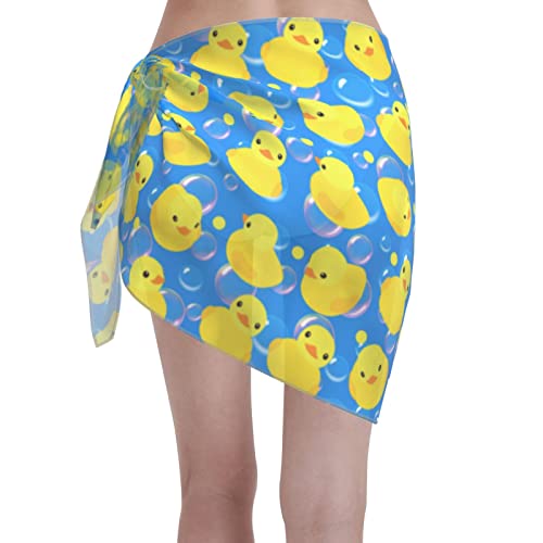 Yellow Rubber Duck Beach Sarong Womens Swimsuit Wrap Cover Up Pareo Sheer Chiffon Summer Bikini Wraps2