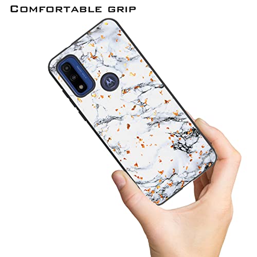 Encases For Moto G Pure Phone Case/Moto G Power 2022 Case,Motorola G Power 2022 Case Shockproof Bumper Protection Marble White Gold Foil Embedded Hybrid Moto G Pure Case For Women Girls Men #TOP4