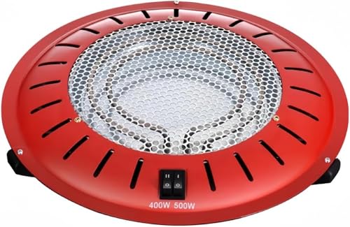 Brasero Eléctrico para Mesa y Camilla de Metal Rojo Brasero Eléctrico Interior Bajo Consumo 3 Niveles de Potencia 300/500W/800W | Certificados CE y RoHS